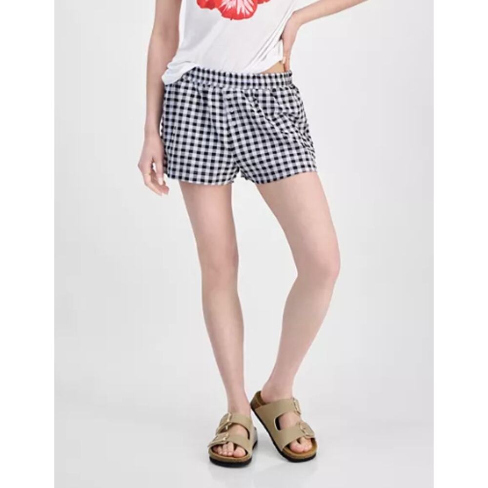 Planet Heart Juniors' Gingham Boxer Shorts Black Beauty M